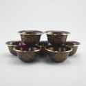 Hand Made Copper Alloy in Oxidation Finish with 24 Karat Gold Gilded 7 Bowls 3.5" Offering Bowls - Tings Set