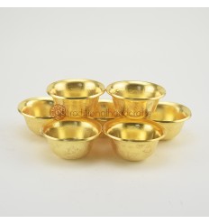 Hand Made Copper Alloy with Gold Plated 7 Bowls 3.5" Offering Bowls - Tings Set