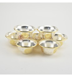Hand Made Copper Alloy with Gold and Silver Electro Plated 7 Bowls 3.5" Offering Bowls - Tings Set