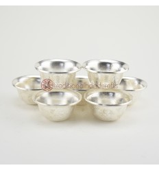 Hand Made Copper Alloy with Silver Electro Plated 7 Bowls 3.5" Offering Bowls - Tings Set