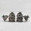 Hand Carved Copper Alloy with Silver Plating and Siko Design and Colorful Stones Decorated 8 Bowls 4" Offering Bowls Set
