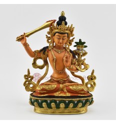 Hand Painted 24 Karat Gold Gilded Manjushri / Jambiyan Statue