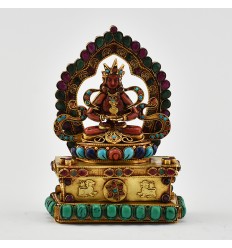 Hand Carved Gold Plated Aparmita / Amitayus / Tsepame Silver Statue