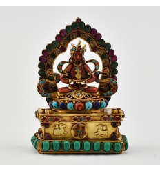 Hand Carved Gold Plated Aparmita / Amitayus / Tsepame Silver Statue