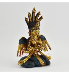 Hand Made Gold Gilded and Hand Painted Face 9.5" Naga Kanya Statue
