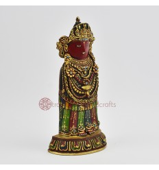Hand Painted  Copper Alloy with 24 Karat Gold Gilded 8.5" Rato Machhindranath Statue