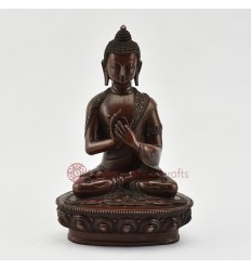 Hand Made Copper Alloy in Oxidation Finish 8.5" Vairochana Buddha Statue