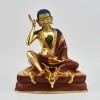 Hand Made Copper Alloy with 24 Karat Gold Gilded and Hand Painted Face 7.5" Milarepa Statue