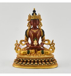 Gold Plated and Hand Painted 6" Aparmita / Amityaus / Tsepame Statue