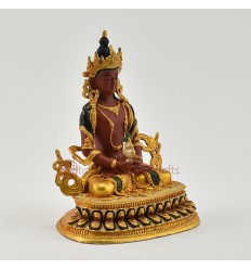 Gold Plated and Hand Painted 6" Aparmita / Amityaus / Tsepame Statue