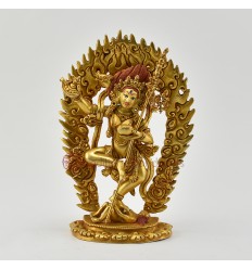 Hand Made Gold Plated and Hand Painted Face 7.5" Vajravarahi Yogini Statue