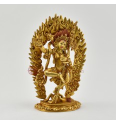 Hand Made Gold Plated and Hand Painted Face 7.5" Vajravarahi Yogini Statue
