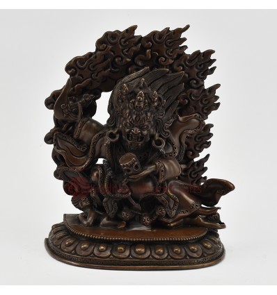 Hand Made Copper Alloy in Oxidation Finish 7.5" Bernagchen Mahakala Statue