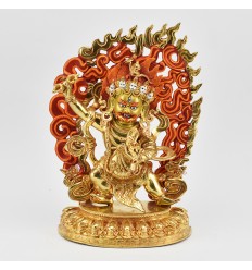 Hand Made Copper Alloy Gold Gilded and Hand Painted Face 10" Vajrapani / Chanadorje Statue