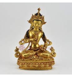 Hand Made Copper Alloy with 24 Karat Gold Gilded and Hand Painted Face 10" Vajrasattva / Dorjesempa Statue