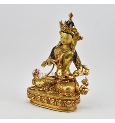 Hand Made Copper Alloy with 24 Karat Gold Gilded and Hand Painted Face 10" Vajrasattva / Dorjesempa Statue