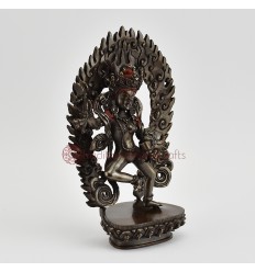 Hand Made  8" Magic Labdron (Damaru) Jogini Oxidized Copper Alloy Statue 