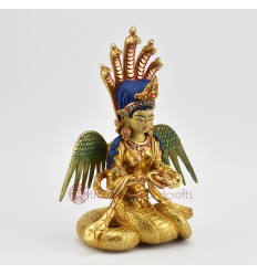 Hand Made Copper Alloy with 24 Karat Gold Gilded 9.5" Nag Kanya Statue