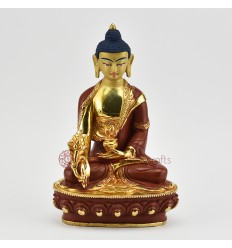 Fine Quality Copper Alloy with 24 Karat Gold Gilded 8.5" Medicine Buddha Statue