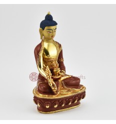 Fine Quality Copper Alloy with 24 Karat Gold Gilded 8.5" Medicine Buddha Statue