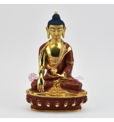 Hand Made Copper Alloy with Partly Gold Gilded Shakyamuni Buddha Statue