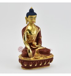 Hand Made Copper Alloy with Partly Gold Gilded Shakyamuni Buddha Statue