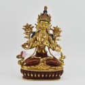 Hand Made Copper Alloy with Gold Gilded 9" Two Armed Prajnaparamita Statue