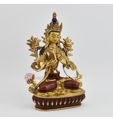 Hand Made Copper Alloy with Gold Gilded 9" Two Armed Prajnaparamita Statue