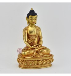 Hand Made Copper Alloy with Gold Gilded 8" Amitabha Buddha Statue