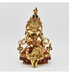 Hand Made Copper Alloy with Partly Gold Gilded 9.5" Vajrasattva Shakti Statue