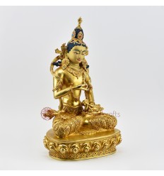 Hand Made Fine Quality 24 Karat Gold Gilded Face Painted Vajrasattva Statue