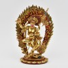 Hand Made Copper Alloy with Partly Gold Gilded 7.75" Simha Mukhi Jogini Statue