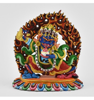 Beautifully Hand Painted Copper Alloy 5" Bernagchen Mahakala Statue