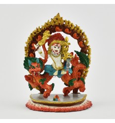Hand Crafted Copper Alloy with Beautifully Hand Painted 4" White Dzambhala (Dragon) Statue