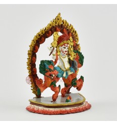 Hand Crafted Copper Alloy with Beautifully Hand Painted 4" White Dzambhala (Dragon) Statue