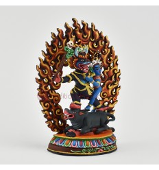 Hand Crafted Copper Alloy with Beautifully Hand Painted 5.5" Yama Dharmaraja Statue
