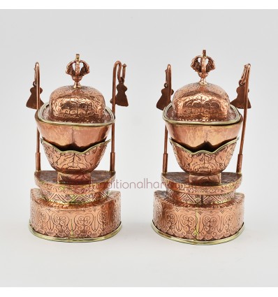 Hand Made 7" Copper Kapala Ritual Set for Tibetan Buddhist Rituals and Practices 