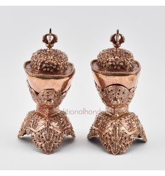 Finely Hand Carved Copper Alloy 7.25" Kapala Set