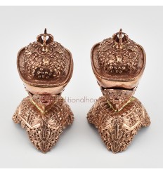 Finely Hand Carved Copper Alloy 7.25" Kapala Set