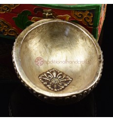 Finely Hand Carved Resin and Silver Plated Copper 6.75" Citipati Mandala Kapala