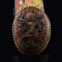 Finely Hand carved Resin and Silver Plated Copper 6.75" Simha Mukha Jogini Dakini Kapala