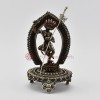 Fine Quality Oxidized Copper Alloy with Silver Plated 7" Simha Mukhi Jogini on Mandala Statue