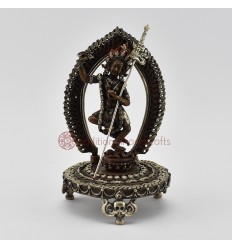 Fine Quality Oxidized Copper Alloy with Silver Plated 6.75" Vajravarahi on Mandala Statue