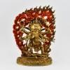 Hand Carved Buddhist Tibetan Ritual Black Mahakala Gold Gilded Hand Face Painted Copper Statue