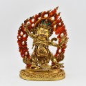 Hand Carved Buddhist Tibetan RitualGuru Dragpo Gold Gilded Hand Face Painted Copper Statue