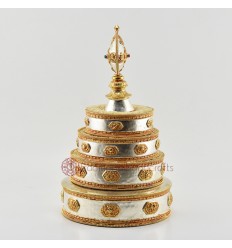 Fine Quality Gold & Silver Plated Tibetan Buddhist Copper Mandala Set