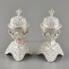 Hand Made Buddhist Tibetan Ritual Silver Plated Copper 5.25" Kapala Set