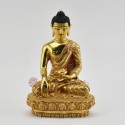 Hand Carved Gold Gilded & Hand Face Painted Buddhist Tibetan 7.5" Shakyamuni Buddha Tomba Statue