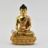 Hand Carved Gold Gilded & Hand Face Painted Buddhist Tibetan 7.5" Shakyamuni Buddha Tomba Statue