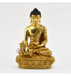 Hand Carved Gold Gilded Tibetan Buddhist Medicine / Bhaisajyaguru Buddha Menhla Religious Ritual Statue
